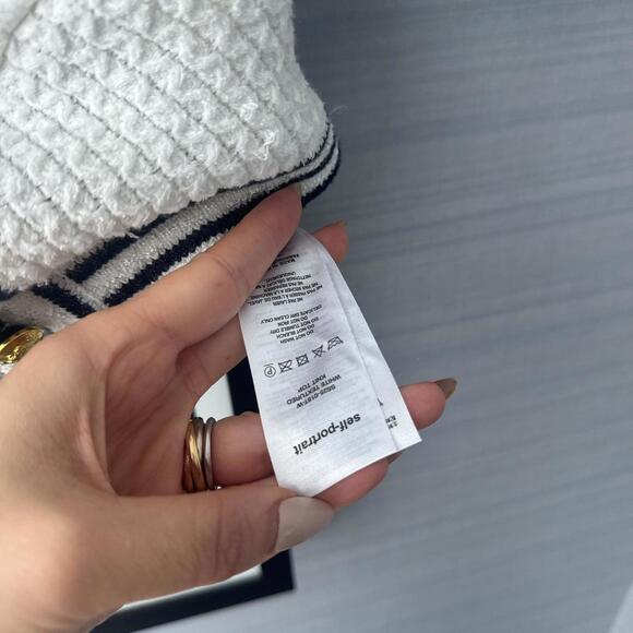 Self-Portrait White and Black Textured Blouse - Picture 4 of 7